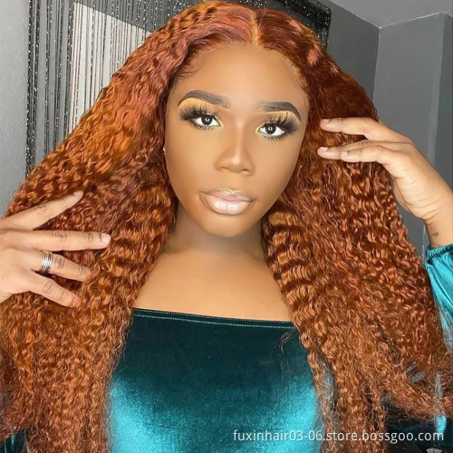 28 30 Inch Colored Curly Ginger Orange Deep Wave Lace Front Human Hair Wigs Brazilian Deep Curly Preplucked Lace Frontal Wigs